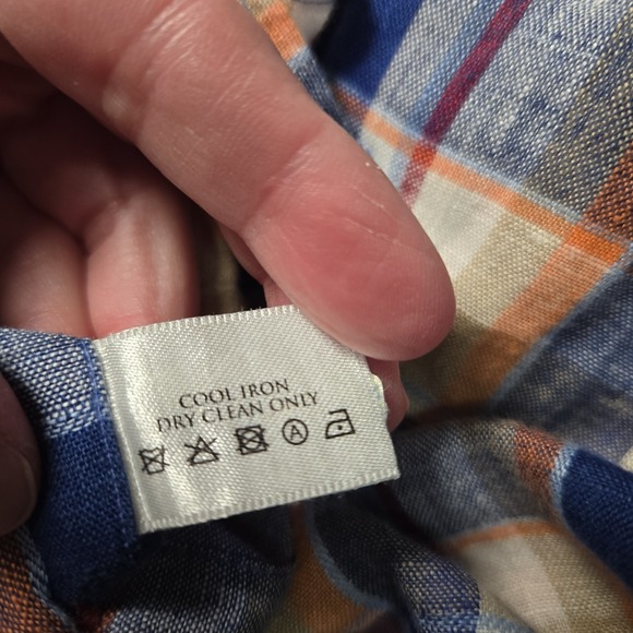 Robert Talbott Carmel Shirt Long Sleeve Button Up 100% Linen Large Plaid - Picture 7 of 8